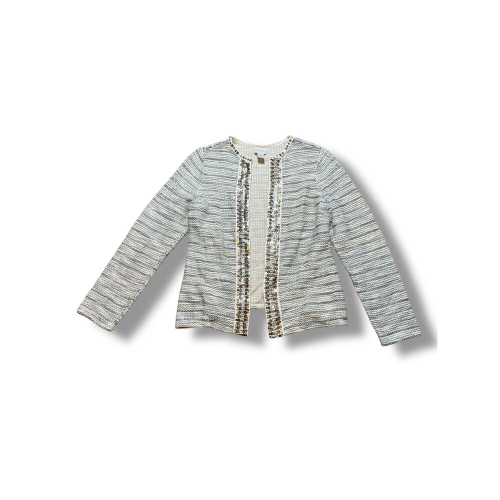 Chico's Embellished Open Front Textured Knit Sweater Size 0 Women’s Small